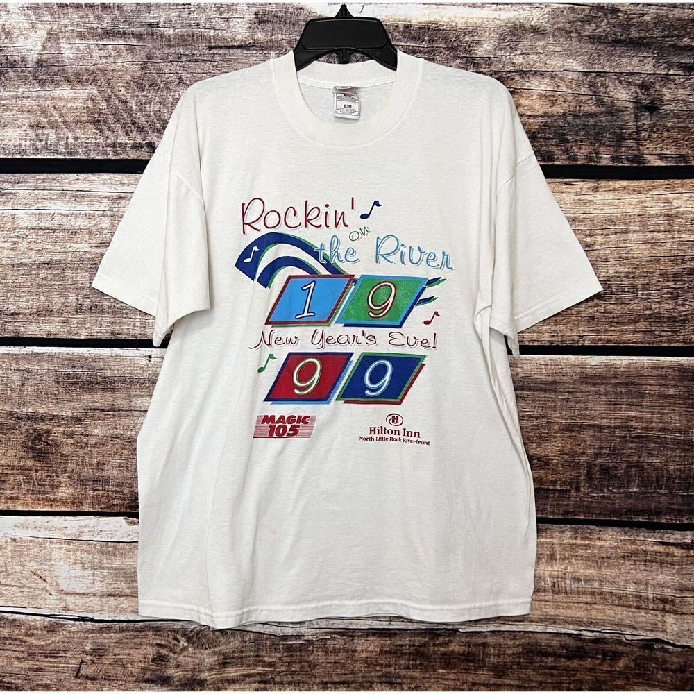 Fruit of the Loom vtg 1999 New Year’s T-shirt Rockin On The Arkansas River XL